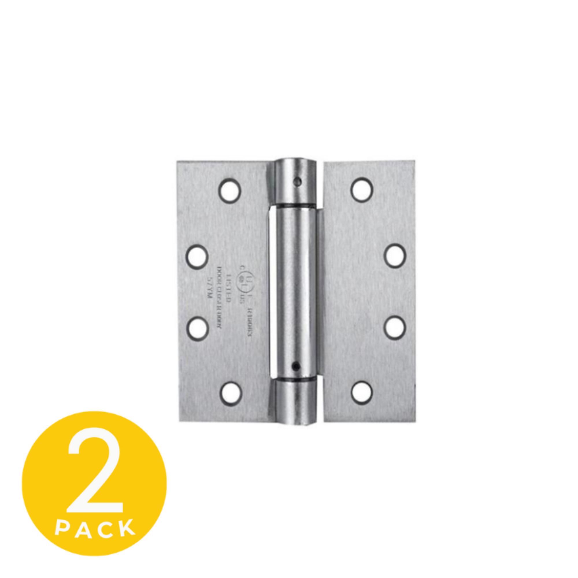 Global Door Controls Full Mortise Spring Hinge Set — 4.5in. x 4in., Brushed Chrome, Non-Removable Pin, 2 Pcs, Model# CPS4540-26D-2